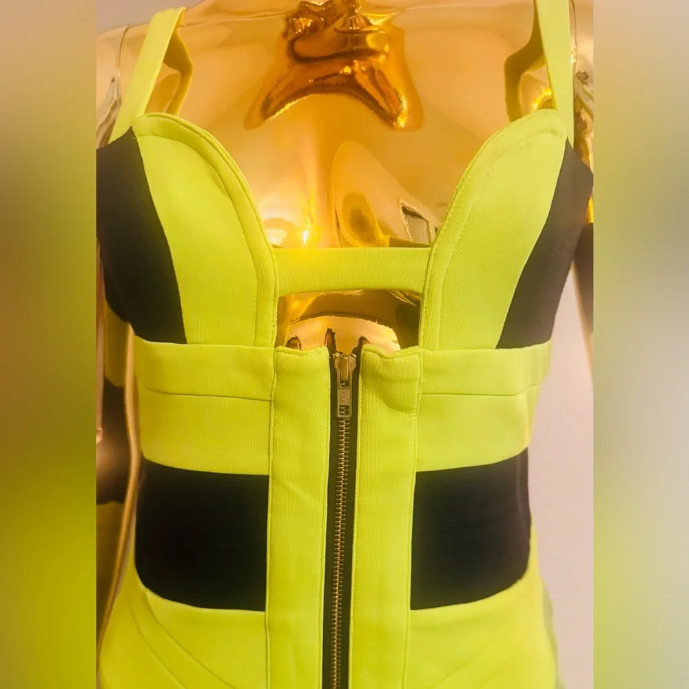 Arrogant Cat London Lime Green Form Fitting Dress, Cocktail, Club wear, Size S - Picture 5 of 16